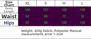Size chart for women's straight pants with waist and hip measurements in centimeters