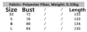 Size chart for backless satin maxi dress including chest and length measurements