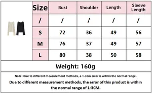 Size chart showing bust, shoulder, and sleeve length for women V-neck long sleeve set