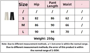 Size chart for texture V-neck long sleeve top and pants set with S, M, L measurements
