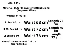 Size chart showing S M L measurements for the sleeveless embroidery dress with fabric details