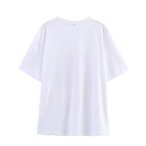 Minimalistisches weißes Baumwoll-T-Shirt mit bequemer lockerer Passform Rückansicht