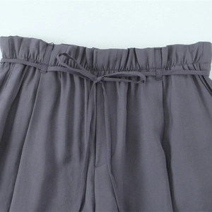 Damen Paperbag-Hose mit hoher Taille und passendem Gürtel in elegantem Anthrazitgrau