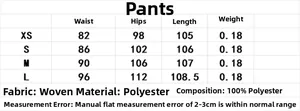 Tableau des tailles détaillé pour pantalon rayé femme incluant les mesures de XS à L
