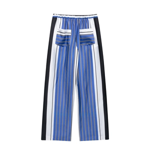 Pantalon décontracté à rayures verticales avec taille élastique et poches arrière