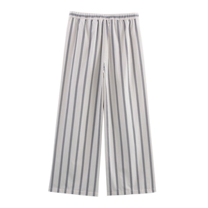 Pantaloni a gamba larga casual a righe verticali con comodo elastico in vita