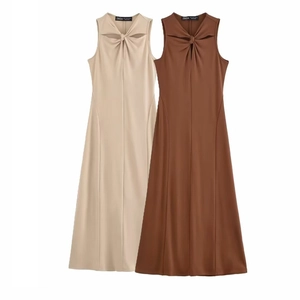 Eleganter Ärmellos Maxi Kleid Twist Knot Ausschnitt Slim Fit A-Linie Lang Kleid Für Party Bankett Damen Mode Outfit
