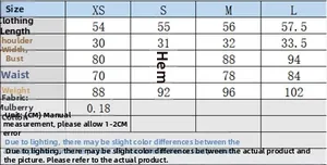 Detailed size guide table for women fashion top showing XS to L measurements