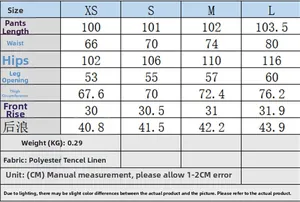 Tableau des tailles pour pantalon taille haute avec mesures en cm de XS à L