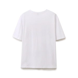 Maglietta classica in cotone bianco a maniche corte con girocollo, vista posteriore