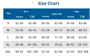 Detailed size guide table for women's high waisted bikini with bust, waist and hip measurements