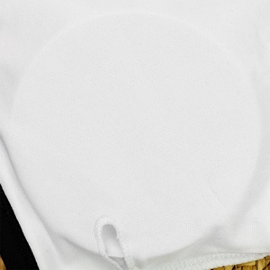 Macro detail of breathable white mesh fabric with removable padding for bikini tops