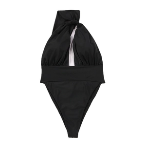 Schwarzer Ein-Schulter Monokini mit Ausschnitt und elegantem High-Waist Beinausschnitt