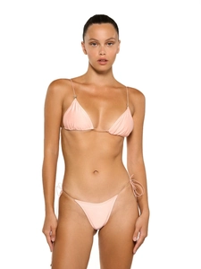 Light pink bikini set featuring triangle top with butterfly metal accent and side-tie bottom