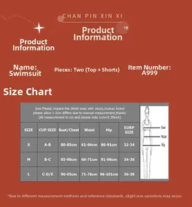 Detailed size guide for women's halter bikini set including bust and waist measurements