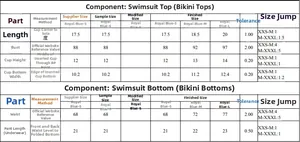 Guida dettagliata alle taglie per bikini lucido da donna con misure S, M, L