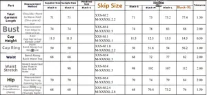 Guide des tailles détaillé pour maillot de bain bikini ajouré uni avec mesures S à XL