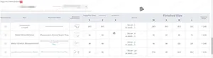 Tableau des tailles détaillé pour bas de bikini avec mesures de taille et d'ouverture