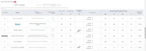 Tableau des tailles détaillé pour haut de bikini avec mesures précises du buste et bonnet