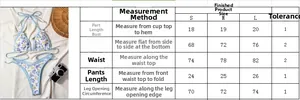 Size guide for floral print halter neck bikini set including measurements for S, M, and L