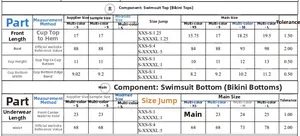 Größentabelle für Pailletten-Shorts mit Leopardenmuster von XS bis L