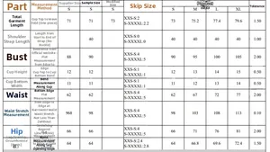 Detailed size chart for black and white contrast cutout one-piece bikini swimwear