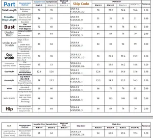 Detailed size chart with measurements for sexy solid color one-piece metal ring bikini set