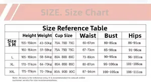 Comprehensive size chart for women racing swimwear covering S to XXL measurements