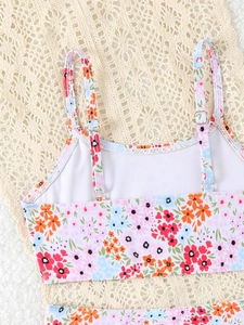 Kleurrijk bloemen bikini topje voor meisjes met verstelbare bandjes en zachte voering