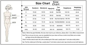 Size chart for women's leopard print one-piece swimsuit ranging from S to 3XL with measurements