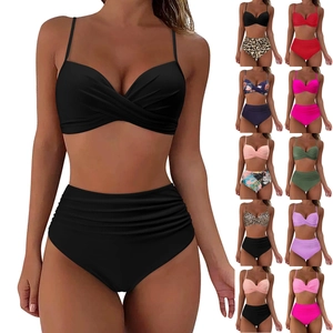 Women High Waist Bikini Set Sexy Push Up Two Piece Swimsuit Leopard Floral Print Padded Bathing Suit Tummy Control Beachwear