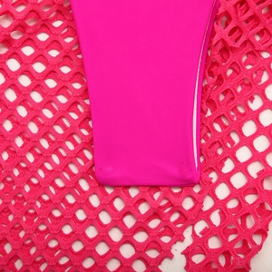 Detail of rose pink bikini bottoms featuring elastic fabric and precise sewing quality