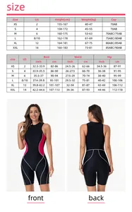 Tabella delle taglie dettagliata per costume da bagno intero da surf donna con misure in cm
