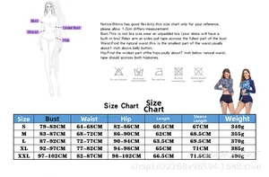 Detailed size chart for two-piece long sleeve swimsuit showing S to XXL measurements in cm