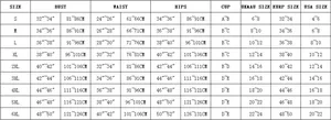 Comprehensive size guide for women's swimwear from S to 6XL with US/EU/UK measurements