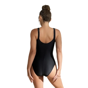 Maillot de bain une pièce noir classique avec bretelles et dos en U profond