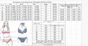 Detailed size chart for two-piece tankini swimsuit showing S to 6XL measurements