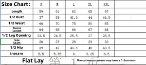 Detailed size chart for two-piece long sleeve surfing swimsuit with measurements from S to XXL