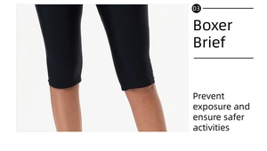 Détail du short de bain noir élastique avec coupe sans couture et protection optimale
