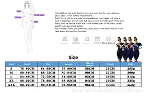 Größentabelle für Plus-Size-Kurzarm-Surf-Badeanzüge mit Maßen von S bis XXL für Damen