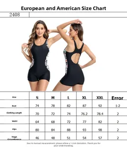 Tableau des tailles détaillé pour maillot de bain sport dos nu pour femme en CM