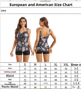 Guida alle taglie dettagliata per tankini da donna con misure di busto, vita e fianchi