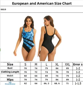 Tableau des tailles pour maillot de bain sport fleuri une pièce de taille S à XXL
