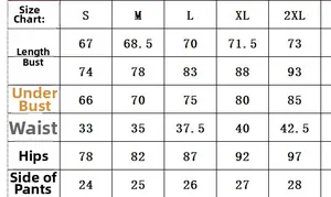 Detailed size chart for women's printed tankini swimwear set ranging from size S to 2XL