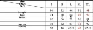 Detailed size chart for women's one-piece athletic swimwear ranging from S to 2XL