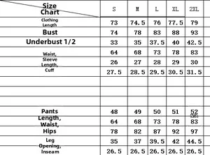 Detailed size chart for women's two-piece modest short sleeve swimsuit set from S to 2XL