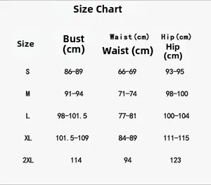 Detailed size guide table for women bikini showing bust waist and hip measurements in cm