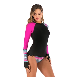 Ensemble bikini à manches longues pour femmes avec imprimé géométrique et passe-pouces