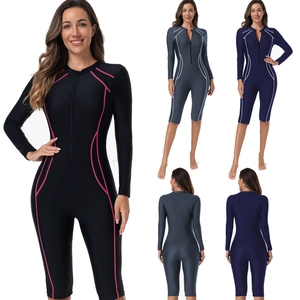Maillot de Bain Une Pièce à Manches Longues pour Femmes Rash Guard Combinaison de Surf de Plongée Protection Solaire Ajustée
