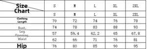 Comprehensive size chart for women's one-piece swimsuit ranging from size S up to 2XL